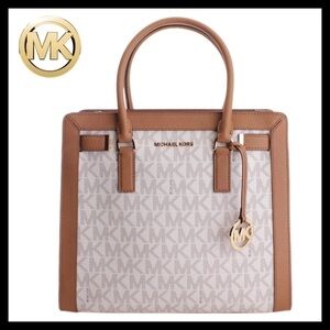 MICHAEL Kors Large Dillon Satchel Vanilla & Acorn Signature Mk